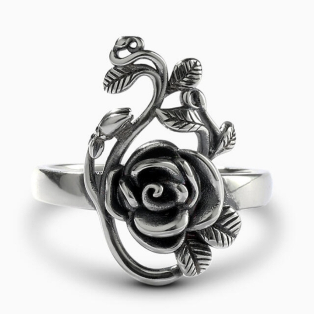 S925 Silver Rose Vine Ring Sz 9 - Floral Statement Stamped 925 • NWOT